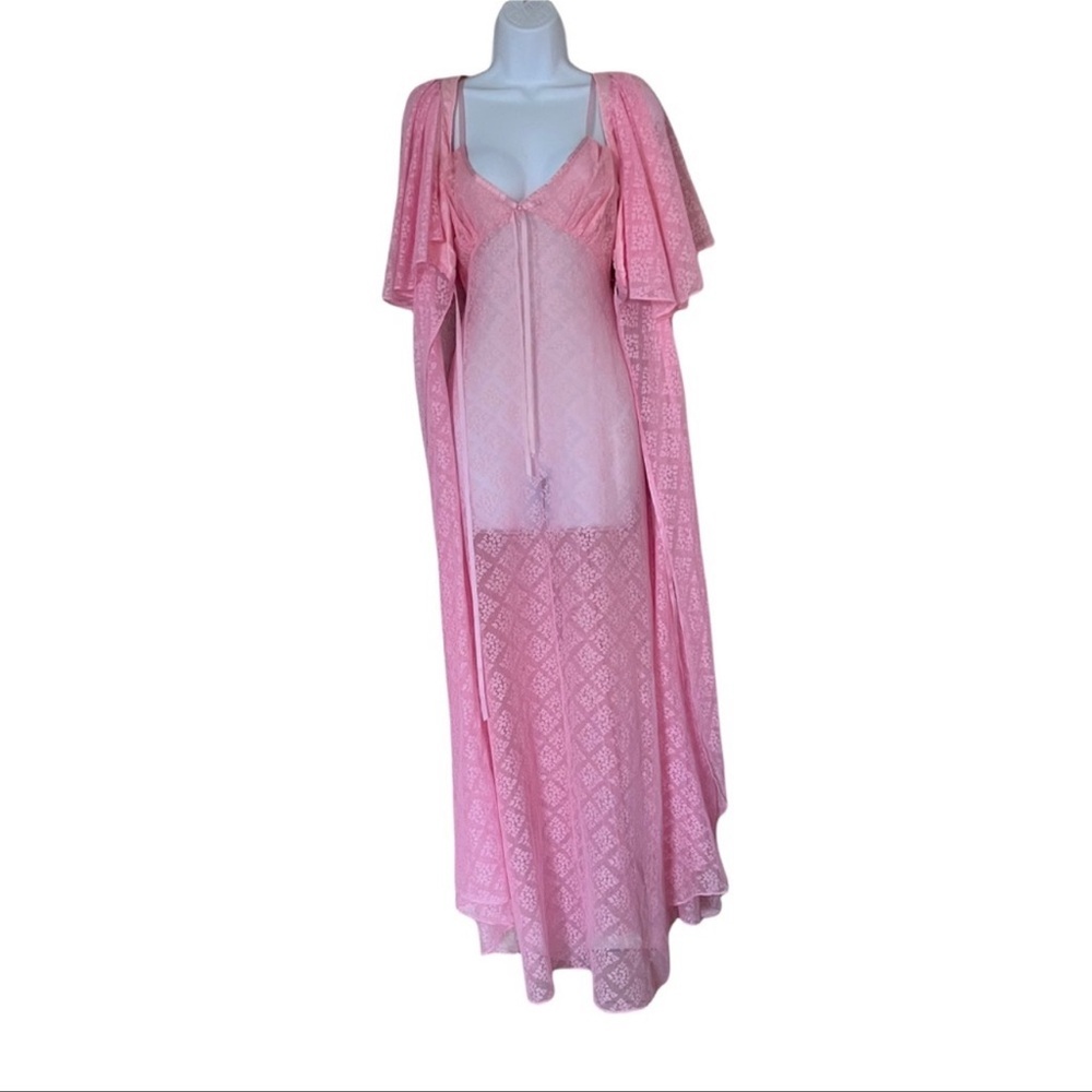 Elegant Pink Lace Vintage Gown and Cape/Cover Set